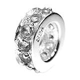 Queenberry Charm-Bead mit Schmucksteinen, r, Sterlingsilber, Geburtsstein April für Armbänder