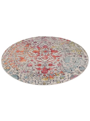 RugVista Kaleidoscope, Dywan, Ø 200 cm, Okrągły, Wysoki, Pokój dzienny, Jadalnia, Sypialnia, Kuchnia, Czyścić wyłącznie chemicznie, Multi