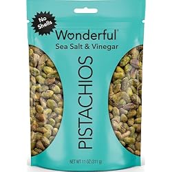 1 of Wonderful Pistachios No Shells, Sea Salt & Vinegar Flavored Nuts, 11 Ounce Resealable Bag, Protein Snacks, Gluten Free, Salty Snacks