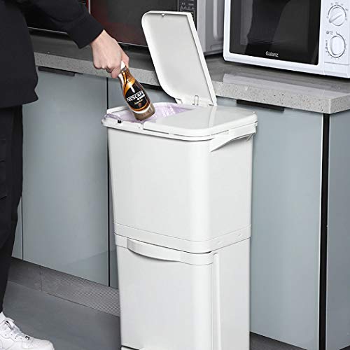 Taylor & Brown Dry and Wet Separation Trash Can, Vertical Waste Separation System with Wheels, Recycling Pedal Bin for Kitchen Waste with Large Recycle Compartments, Rubbish Trash Garbage Can (42L) - Image 2