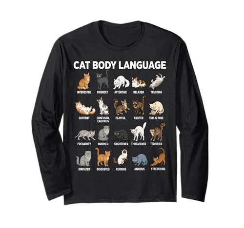Tableau du langage corporel des Chats pour Enfants – Chats éducatifs Mignons Manche Longue