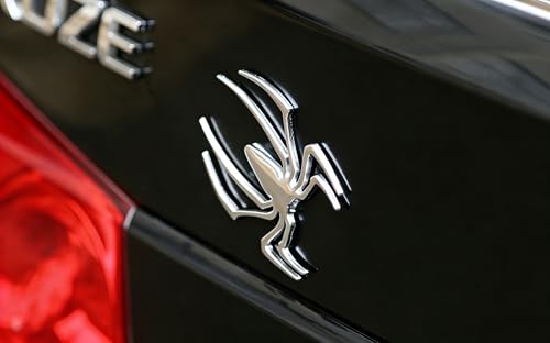 Image of 2PCS 3D Spider Emblem Car Sticker Metal Chrome Silver Spider Badges Sticker for Universal Car Vehicle, Truck, Motorcycle, RV, Scooter, SUV, Door, Window for Headphone Decorations(Silver-B0C22ZMFK8)