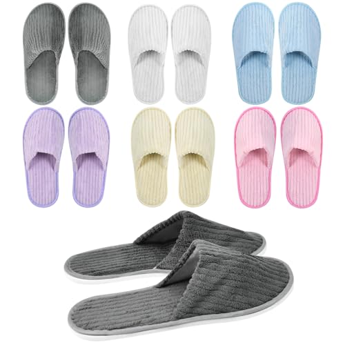 UHETLET 6 Pares Pantuflas Desechables Invitados Zapatillas de casa InvitadosLavables Pantuflas para Invitados para Hombre y Mujer, Zapatillas Antideslizantes para Hotel Spa Casa   6 Colores, EU 36 44