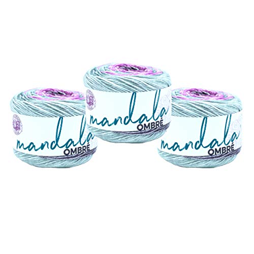 Image of Lion Brand Yarn, Mandala Ombre Variegated Yarn for Crocheting, Knitting, and Crafts, Joy, 3 Pack, Soft, Acrylic Fiber for Cozy Blankets, Worsted Weight Sweaters and Colorful Shawls