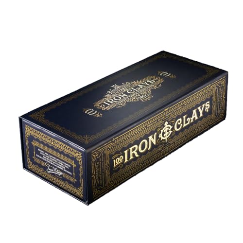 Roxley Games | Iron Clays 100 | Luxury Gaming Chip Set Accessory For Tabletop Games And Poker, Vintage Design, Magnetically Sealed Box, Stackable Tray | 2 Players | 20 To 40 Minutes