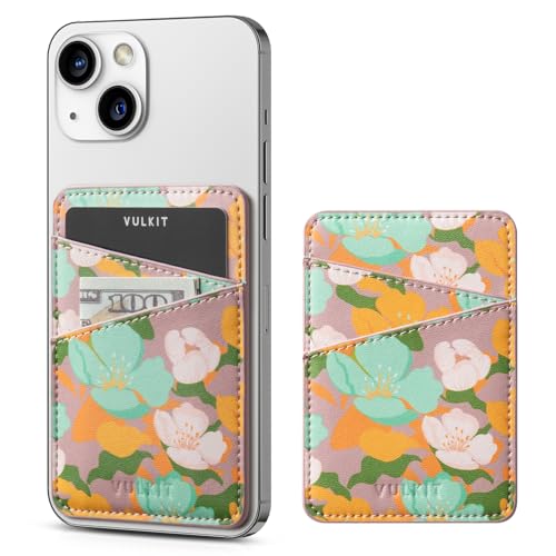 VULKIT Phone Card Holder Wallet Leather Adhesive Pocket RFID Blocking Credit Card Sleeves Stick Back of Phone Smartphones