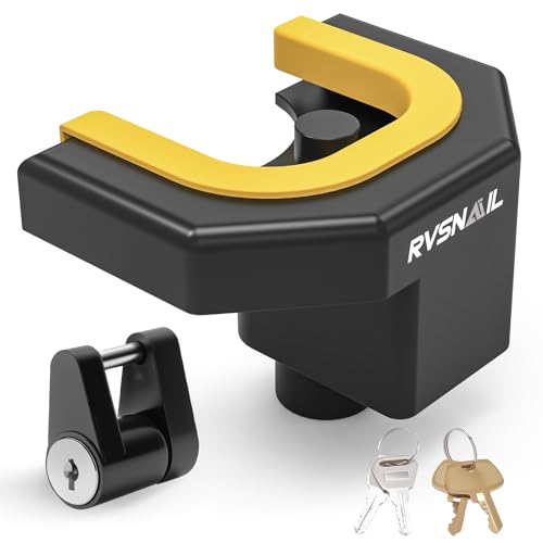 RVSNAIL Trailer Hitch Locks Kit - Heavy-Duty Hitch Lock for 2' Couplers with Straight Lips, Anti-Theft Steel Core Lock with Keys for RV, Camper, Trailer, Boat, Caravan