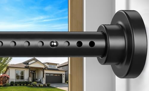 Image of Tension Curtain Rod Black Tension Rod 40 to 113 Inch Spring Curtain Rods Non Slip Tension Rods 1pcs For Windows No Drilling Adjustable Tension Rods of Curtains Window Closet Kitchen Wardrobe
