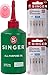 Singer All Purpose Sewing Machine Oil, 3.38-Fluid Ounce, and 10 Counts of Singer Sewing Machine Needles 2020 Red Band Size 14/90 Bundle with Inceler Brand Plastic Bobbin