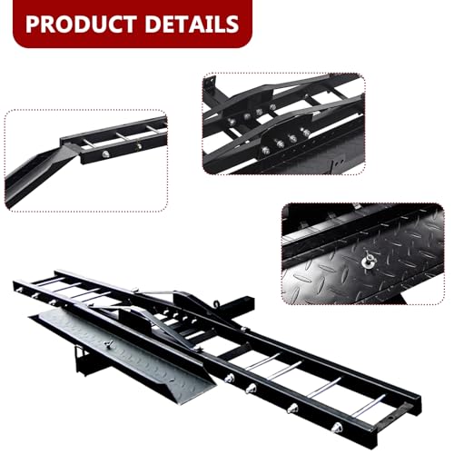 Grandroad Auto Motorcycle Hitch Carrier, 500Lbs Heavy Duty Steel Dirt Bike Carrier With Loading Ramp thumb #2