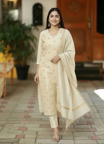 Image of GoSriKi Viscose Printed Kurta for Women | Kurti Set Woman | Kurta with Pant & Dupatta | Straight Ethnic Suit | Indian Outfit Ladies Dress Stylish Traditional Clothing Party Office Fashion Look Style