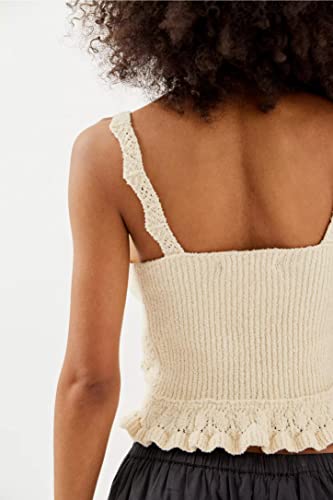 Image of HengShunRui Women Sleeveless Knit Vest Button Down Crochet Sweater Tank Top