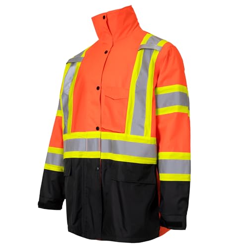 JORESTECH Ultimate All-Weather Safety Orange Raincoat Kit: ANSI Compliant Safety Work Raincoat and Pants, Waterproof3