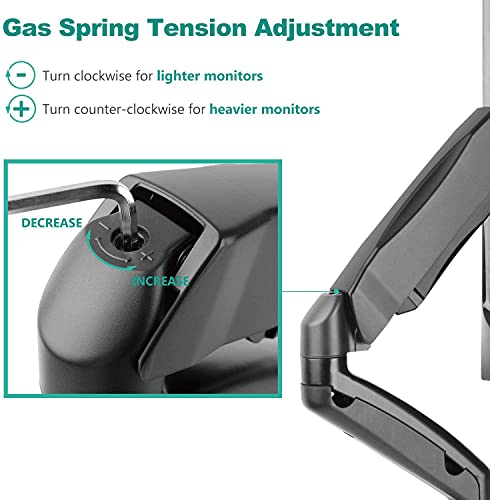 Image of Jin Office Monitor Stand Heavy Duty for 13 inch-49 inch Inch Monitor | Strongest Gas Spring Arm with 20KG Wt. Cap| VESA Support 100x100, 200x200 (Clamp /Drill Installation) (Black)