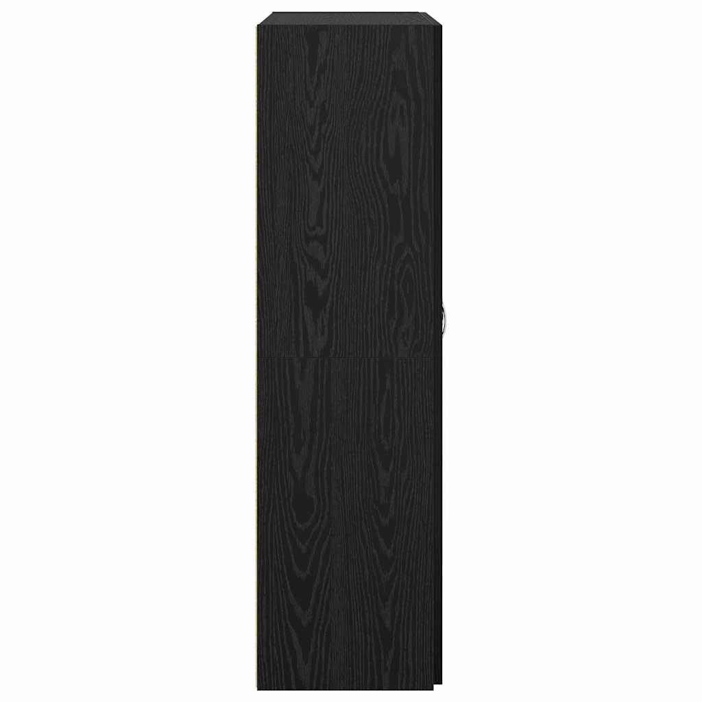IKAYAA Armadietto in Holz Armadio Porte Battenti Aktenschrank Armadietto per Garage Armadio Ufficio Mobili Ufficio-Rovere nero-60 x 32 x 115 cm