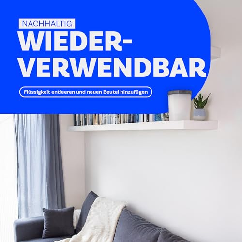 Bestlivings Luftentfeuchter mit Ausgießer ohne Strom (2 x 680g Granulat) Wiederverwendbar - hält 4 Monate - für Küche, Bad, Keller, Garage, Wohnwagen - Raumentfeuchter für Räume bis 55m² - Weiß