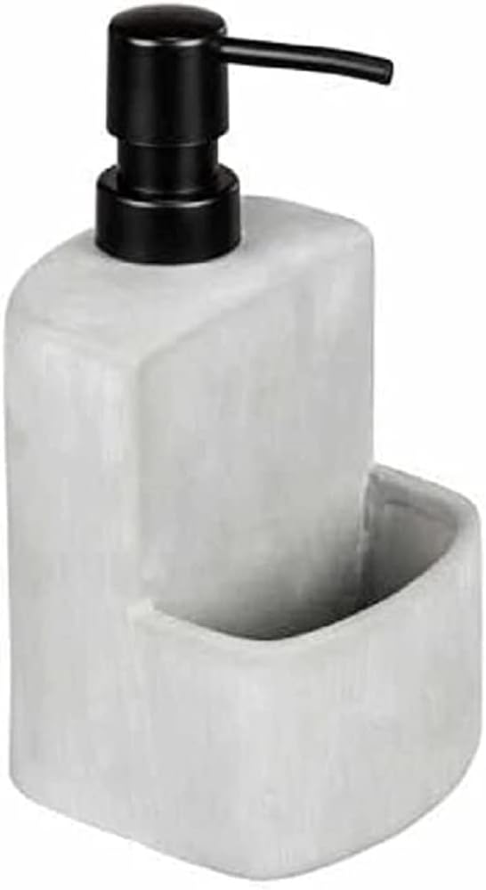 WENKO Festival washing-up liquid dispenser, refillable soap dispenser made of robust concrete in grey