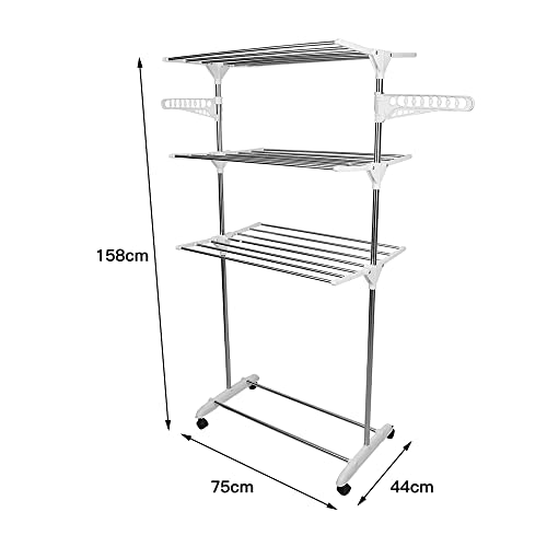 Compact Foldable Electric Clothes Dryer with Extendable Airflow Clothesline for Indoor and Outdoor Use - 3 Tier Vertical Silver - Image 6