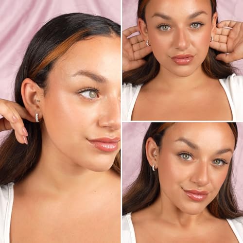 1/2 To 1 Carat Round Cut Five Stone Lab Grown Diamond Hoop Huggie Earrings For Women Sterling Silver/14K Gold (E-H Color, VS1 Clarity, 0.50-1 Ctw)3