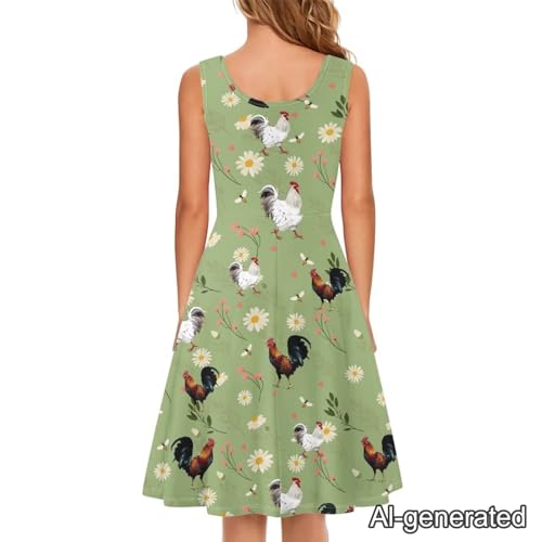 Image of Renewold Women's Sleeveless Tank Dress with Pockets, Casual Scoop Neck A-Line Sundress for Summer, Travel and Vacation