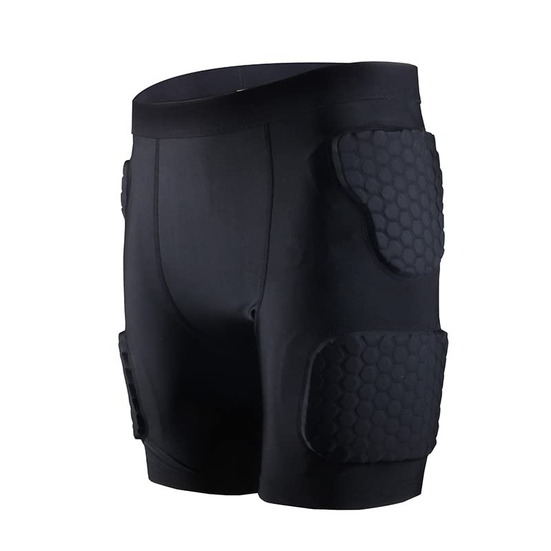 MK MOSSE KARNE Men's Padded Compression Pants Protector or Football Baseball Soccer Basketball Sports Bike Rugby Paintball Snowboard Ski Volleyball Training Black M…