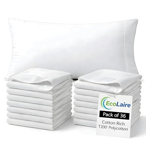 EcoLaire Cotton T200 Pillowcases, 20"x30", Pack of 36