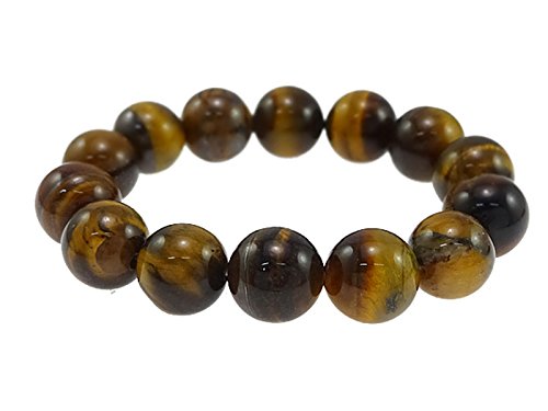 Vifaleno Pulsera de Ojo de Tigre, Natural, esférico, Natural, 12mm Cover