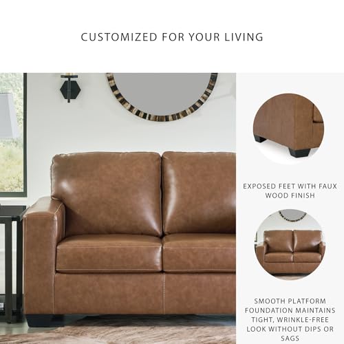 Image of Signature Design by Ashley Bolsena Contemporary Leather Match Loveseat, Dark Brown