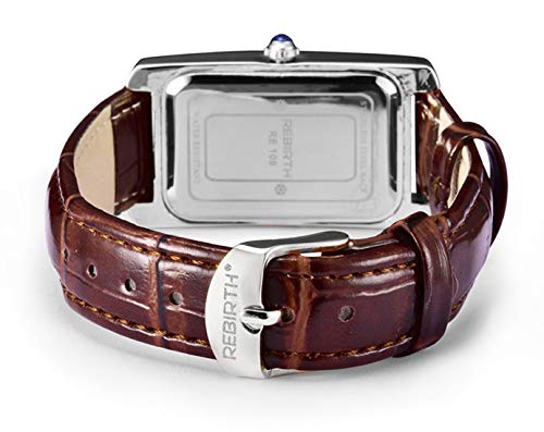 Image of Quartz Watch for Women, Lady Stylish Square Dress Watch with Leather Strap and Sapphire Crown