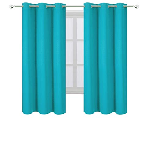 Image of LEMOMO Teal /Turquoise Blackout Curtains /42 x 63 Inch Length Kids Curtains /Set of 2 Panels Grommet Bedroom Curtains for Living Room