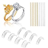 16PCS Invisible Ring Size Adjuster for Loose Rings – Ring Tightener for Loose Rings Invisible – Ring Clips to Make Rings Smaller – Ring Reducer & Ring Sizers for Loose Rings – Transparent & Gold