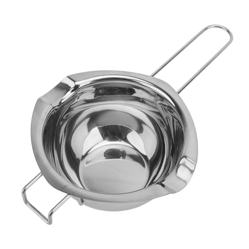 Stainless Steel Chocolate Melting Pot, Dual Spouts, Long Handle, 500ml Capacity, Front Hook, Fast Heating, Ideal for Melting Butter, Cheese, Candle Making