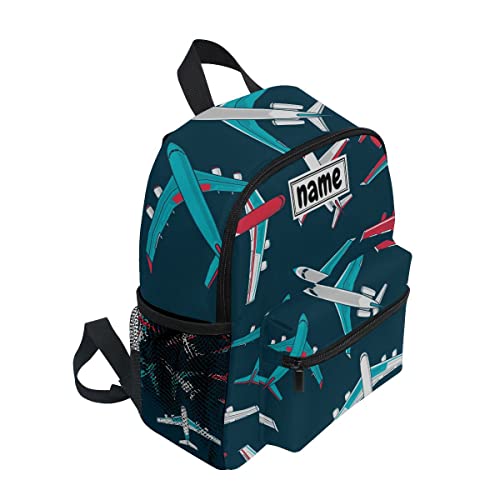 Custom Kid's Name Backpack, Airplanes Pattern Toddler Backpack for Daycare Travel Personalized Name Preschool Bookbag for Boys Girls2