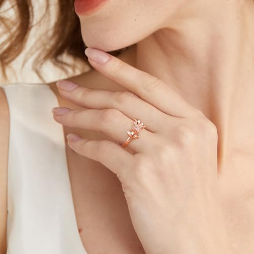 Bow Rings for Women Teen Girls - 14k Yellow/White/Rose Gold Plated Adjustable Heart Bow Rings for Women Non Tarnish Dainty Bowknot Ring CZ Jewelry Gifts3