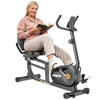 Dskeuzeew Recumbent Exercise Bike, Recumbent Stationary Bike, 150KG Weight Capacity & 16-level Resistance, Magnetic Recumbent Bike with LCD Monitor, Heart Rate Handle