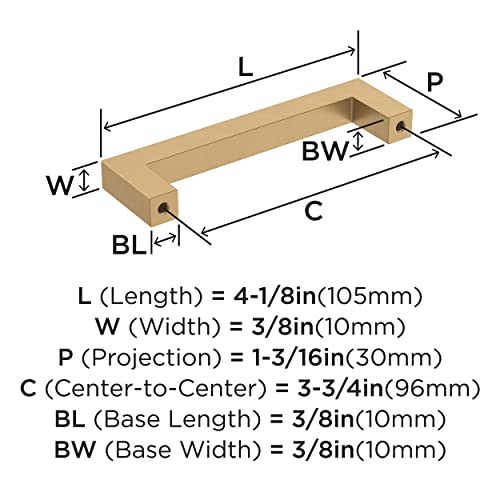 Image of Amerock | Cabinet Pull | Champagne Bronze | 3-3 /4 inch (96 mm) Center-to-Center | Monument | 2 Pack | Drawer Pull | Cabinet Handle | Cabinet Hardware