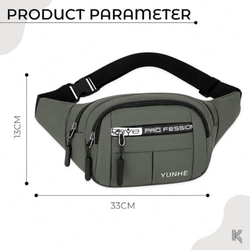 Image of Waist Bag for Man & Woman | Travel Handy Hiking Running Pouch with Zipper | Adjustable Strap Fanny Pack for Documents Money Card Phone Earphone (Green)
