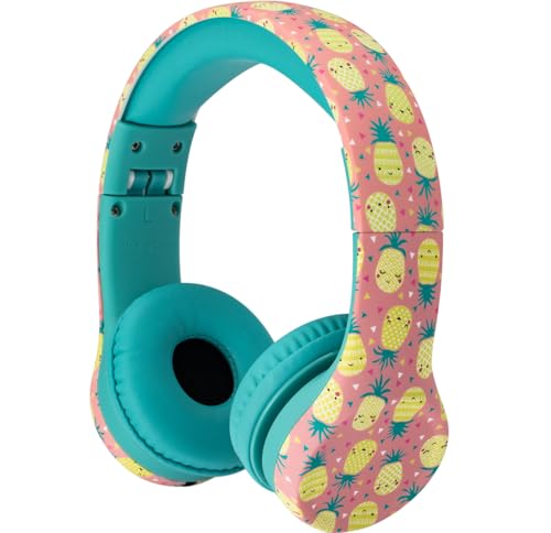Image of Snug Play+ Kids Headphones - Volume Limited 93dB for Safe Listening - Foldable, Durable Headphones for Toddlers, Boys & Girls - Tangle-Free Cord - Ideal for Travel, School, Tablets - Pineapples
