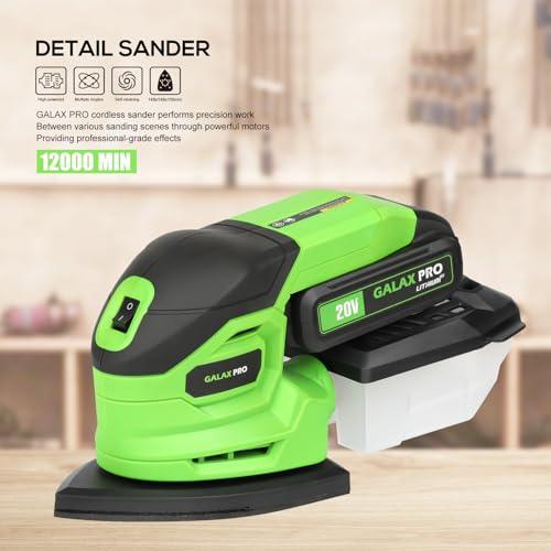 GALAX PRO Cordless Sander with 20V 2.0A Battery,12000 RPM Powerful Speed Detail Sanders with 20Pcs Sandpapers, Electric Mouse Sander for Tight Spaces Sanding in Home Decoration with Dust Box 2 GALAX PRO Cordless Sander with 20V 2.0A Battery,12000 RPM Powerful Speed Detail Sanders with 20Pcs Sandpapers, Electric Mouse Sander for Tight Spaces Sanding in Home Decoration with Dust Box - Image 2