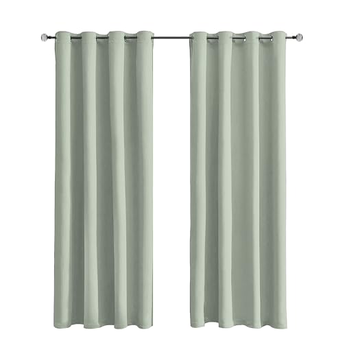 Tenger Home Rideau occultant Rideau de Chambre à Coucher avec œillets,1 pièce (Vert Sauge,120 x 150 cm)