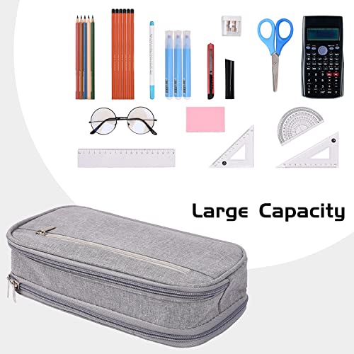 Image of Pencil Case Large Capacity Pen Bag Big Stationery Storage Kit for Office Travel Cosmetic Pouch Arts and Crafts Supplies Organizer Multiple Compartments Water Resistant (Green)