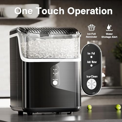 Image of Antarctic Star Nugget Ice Makers Countertop, Portable Ice Machine with Ice Scoop & Basket, 34Lbs /24H, Self-Cleaning, One Click Operation for Camping /RV /Party (Stainless Steel Black)