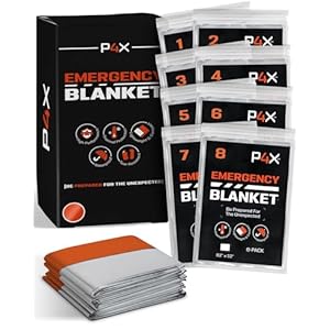 PREPARED4X Mylar Blankets 8 Pack – Waterproof Emergency Blanket – Rip and Tear Resistant Survivalist Gear – Emergency Thermal Blanket for Outdoor Survival