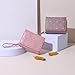 Denovin Wallet Women, Cute Pink Ladies Wallet, Love Heart Trifold Wallets Woman Business Credit Card Holder with Zipper Purse for ID Cards Cash Coin Key (Pink)