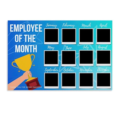 Employee of The Month Photo Frame Wall Poster Art Canvas Printing Poster Office Bedroom Aesthetic Poster Unframe-style 12x08inch(30x20cm)