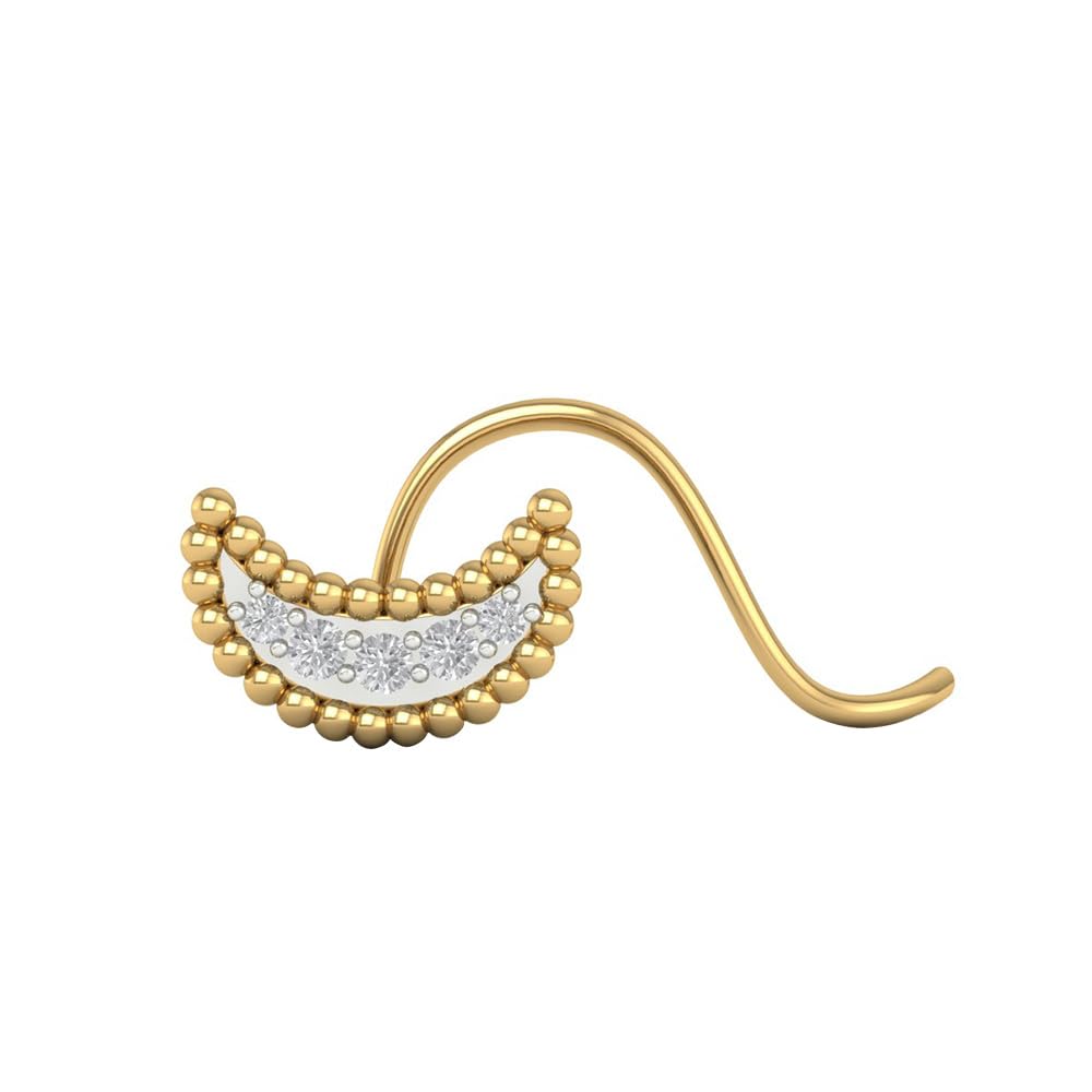 18K/14K Yellow/White/Rose Gold And Diamond Nosepin (wire) for women-image-3