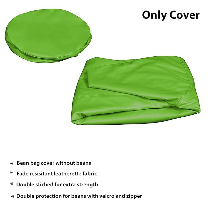 Image of Cover 4XL Without Beans with Footrest and Cushion Lounge Chair Luxury Bean Bag Cover with Footrest Without Beans 4XL (Without Fillers) (Green.)