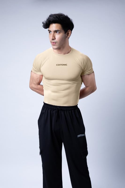 Image of COITONIC Men Compression Half Sleeves Round Neck T-Shirt for Gym and Sports Wear