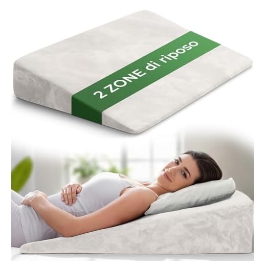 WELL B4 Cuscino antireflusso adulto da Lettura con Memory Foam [con 2 zone di distensione] sollevatore ergonomico, a cuneo per letto, divano per gambe e Schiena, cuscino reflusso gastroesofageo