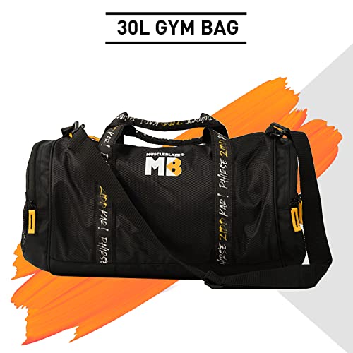 Image of MuscleBlaze Gym Bag (Phirse Zidd Kar) Duffle Bag (Black, 30L) | for Men and Women | Sports Bag